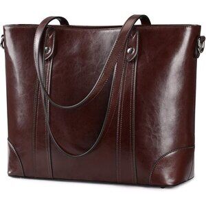 S-zone Women's Coffee Office 15.6 Inch Designer Cross Body Shoulder Handbag